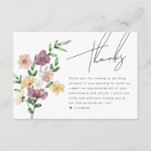 シックなワイルドフラワーベビーシャワーフローラサンキューカード エンクロージャーカード (正面)