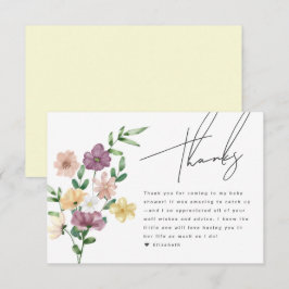 シックなワイルドフラワーベビーシャワーフローラサンキューカード エンクロージャーカード