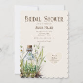 シックなワイルドフラワーメイソンジャータンブライダルシャワーインビット 招待状 (正面)