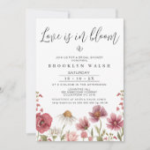 シックなワイルドフラワーラブ開花ブライダルシャワー 招待状 (正面)