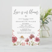 シックなワイルドフラワーラブ開花ブライダルシャワー 招待状 (スタンド正面)