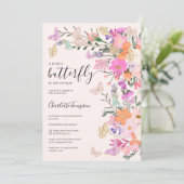 シックなワイルドフラワー春蝶の赤ちゃんシャワー 招待状 (スタンド正面)