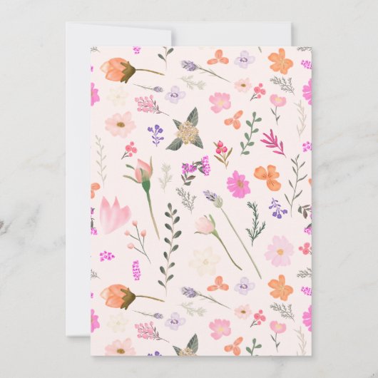 シックなワイルドフラワー春蝶の赤ちゃんシャワー 招待状 (裏面)