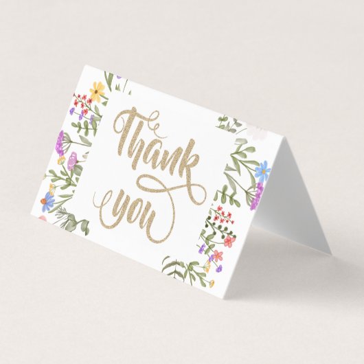 シックなワイルドフラワー草原のキラキラ 名刺 (正面)