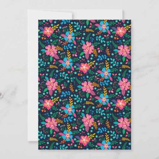 シックなワイルドフラワー、任意の年齢の追加フォトバースデーパーティー 招待状 (裏面)