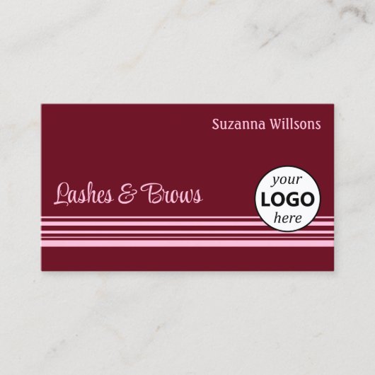 シックなワインレッドストライプピンクプロフェッショナル 名刺 (正面)