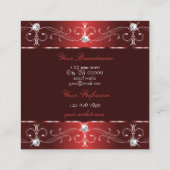 シックなワインレッド華美オーナメントと写真 スクエア名刺 (裏面)
