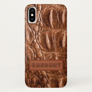 シックなワニのスキンモノグラム iPhone X ケース