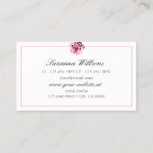 シックなワ赤と白インピンクローズとイニシャル 名刺 (裏面)