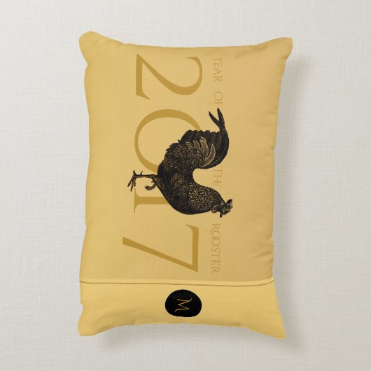 シックなヴィンテージのオンドリの旧正月2017の枕 アクセントクッション (裏面(縦))