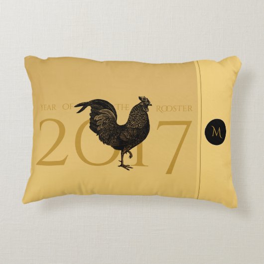 シックなヴィンテージのオンドリの旧正月2017の枕 アクセントクッション (裏面)