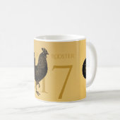 シックなヴィンテージのオンドリ年のパーソナライズなモノグラムM コーヒーマグカップ (正面右)