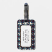 シックなヴィンテージのダークグレーの千鳥格子のな格子縞のモノグラム ラゲッジタグ (裏面縦)