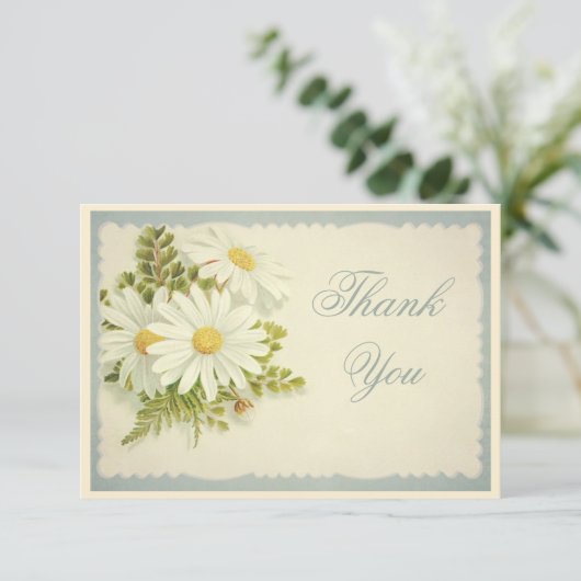 シックなヴィンテージのデイジーは感謝していしています サンキューカード (スタンド正面)