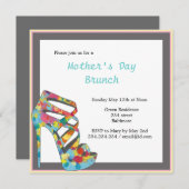 シックなヴィンテージのバラのハイヒールの母の日のブランチ 招待状 (正面/裏面)