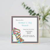 シックなヴィンテージのバラのハイヒールの母の日のブランチ 招待状 (スタンド正面)