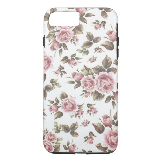 シックなヴィンテージのパステル調ピンクの茶色のバラの花 Case-Mate iPhoneケース (裏面)