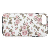 シックなヴィンテージのパステル調ピンクの茶色のバラの花 Case-Mate iPhoneケース (裏面(横))