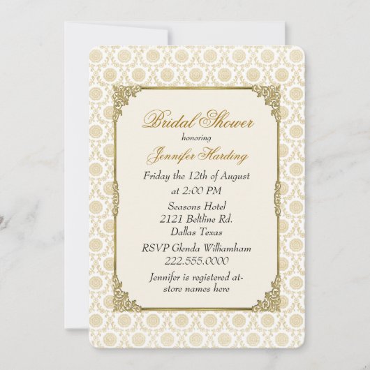シックなヴィンテージのブライダルシャワーの茶パーティの招待状 招待状 (正面)