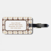 シックなヴィンテージのベージュ千鳥格子のな格子縞のモノグラム ラゲッジタグ (裏面横)