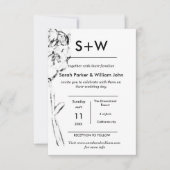 シックなヴィンテージのミニマルなBohoの花のアジサイの結婚式 招待状 (正面)