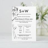 シックなヴィンテージのミニマルなBohoの花のアジサイの結婚式 招待状 (スタンド正面)