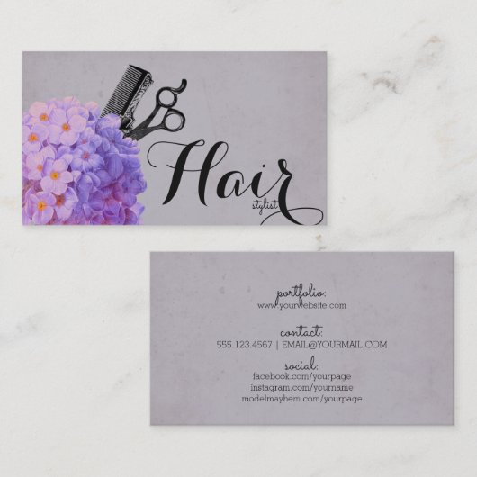 シックなヴィンテージの水彩画の書道の美容師 名刺 (正面/裏面)
