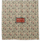 シックなヴィンテージの水色ミュート色クリスマス シャワーカーテン (正面)