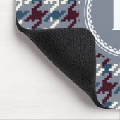 シックなヴィンテージの灰色の千鳥格子のな格子縞のモノグラム マウスパッド (コーナー)