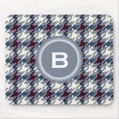 シックなヴィンテージの灰色の千鳥格子のな格子縞のモノグラム マウスパッド (正面)