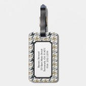シックなヴィンテージの灰色の千鳥格子のな格子縞のモノグラム ラゲッジタグ (裏面縦)