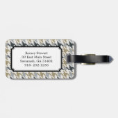 シックなヴィンテージの灰色の千鳥格子のな格子縞のモノグラム ラゲッジタグ (裏面横)