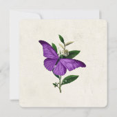 シックなヴィンテージの紫色の蝶結婚式招待状 招待状 (裏面)