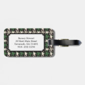 シックなヴィンテージの緑の千鳥格子のな格子縞のモノグラム ラゲッジタグ (裏面横)