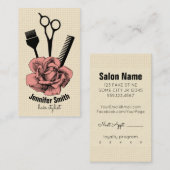 シックなヴィンテージの美容師の美容師のばら色のモダン 予約カード (正面/裏面)