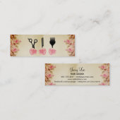 シックなヴィンテージの美容師の美容師のピンクのバラ スキニー名刺 (正面/裏面)