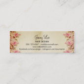 シックなヴィンテージの美容師の美容師のピンクのバラ スキニー名刺 (裏面)