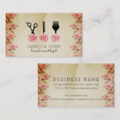 シックなヴィンテージの美容師の美容師のピンクのバラ 名刺 (正面/裏面)