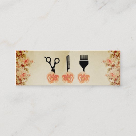 シックなヴィンテージの美容師の美容師のモモは上がりました スキニー名刺 (正面)