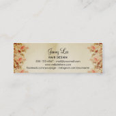 シックなヴィンテージの美容師の美容師のモモは上がりました スキニー名刺 (裏面)