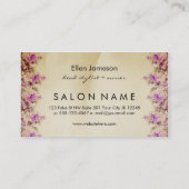 シックなヴィンテージの美容師の美容師の紫色のバラ 名刺 (裏面)