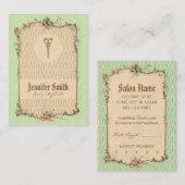 シックなヴィンテージの美容師の美容師の緑 ロイヤリティカード (正面/裏面)