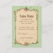 シックなヴィンテージの美容師の美容師の緑 ロイヤリティカード (裏面)