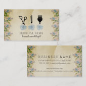 シックなヴィンテージの美容師の美容師の青のバラ 名刺 (正面/裏面)