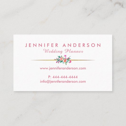 シックなヴィンテージの花のウェディングプランナーの名刺 名刺 (裏面)