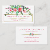 シックなヴィンテージの花のウェディングプランナーの名刺 名刺 (正面/裏面)