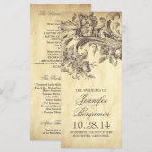 シックなヴィンテージの華やかな結婚式プログラム プログラム (正面/裏面)