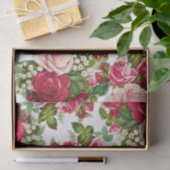 シックなヴィンテージの赤いピンクのバラの花模様 薄葉紙 (ギフト)