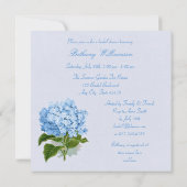 シックなヴィンテージの青いアジサイの花のブライダルシャワー 招待状 (裏面)