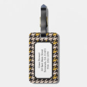シックなヴィンテージの黄色の千鳥格子のな格子縞のモノグラム ラゲッジタグ (裏面縦)